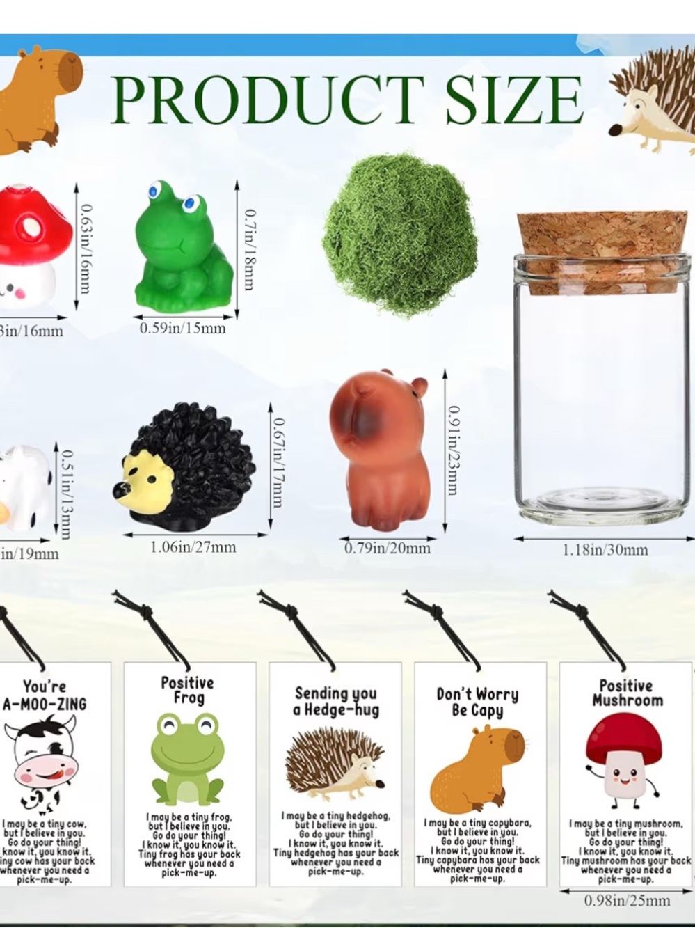 Motivational Cute Animal in Jar NWOT Pick One - Picture 2 of 2